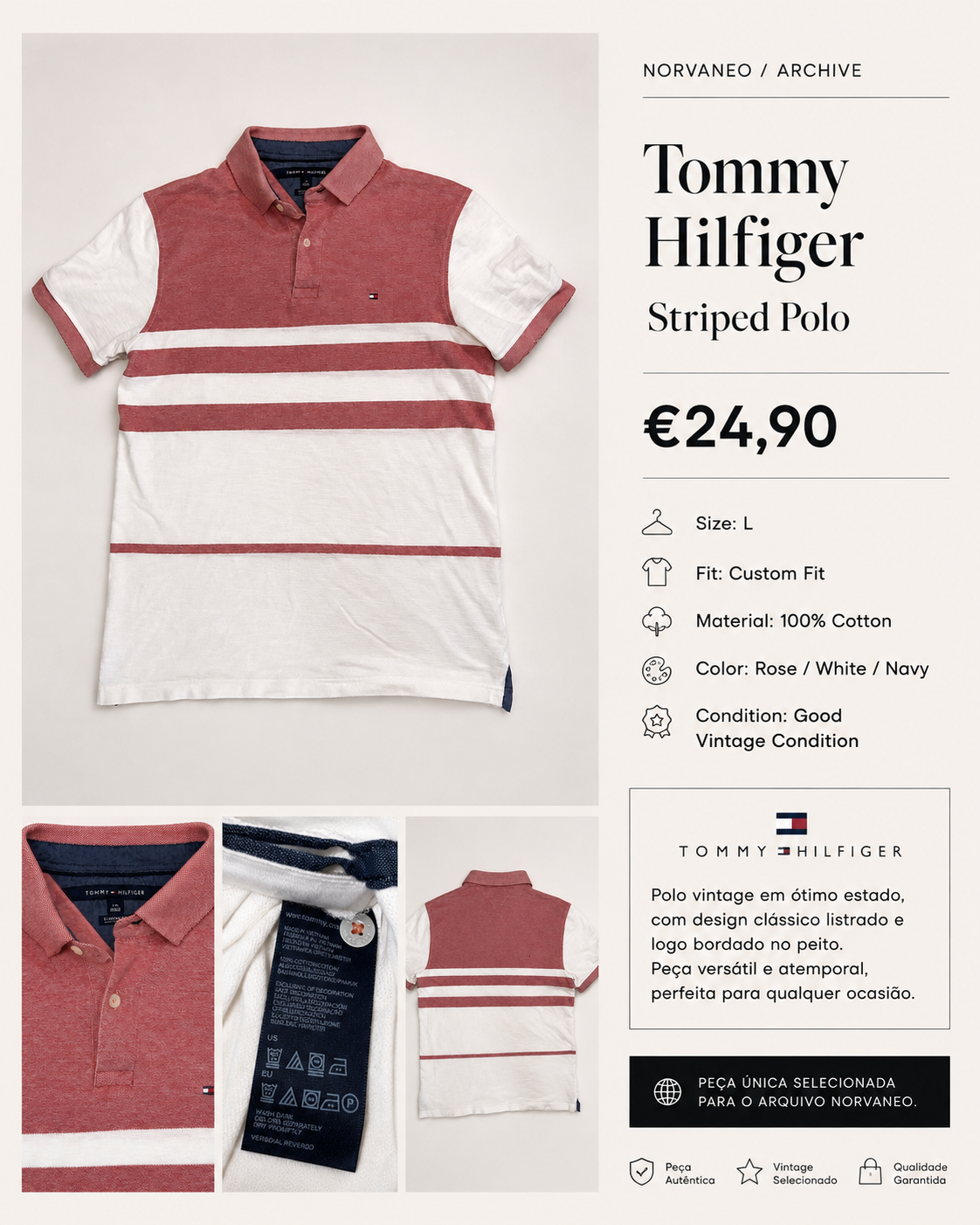 Tommy Hilfiger Custom Fit Striped Polo — Red / White