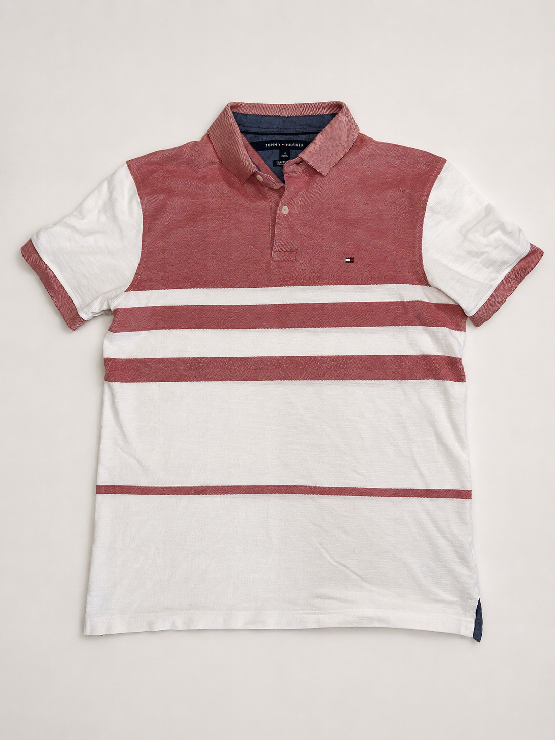 Tommy Hilfiger Custom Fit Striped Polo — Red / White