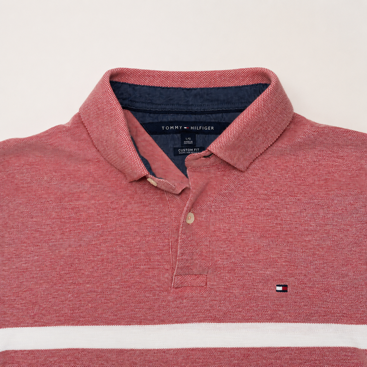 Tommy Hilfiger Custom Fit Striped Polo — Red / White